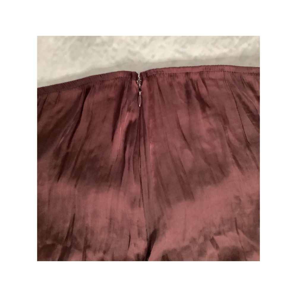 Steve Madden Mahogany Brown Satin Lace Trim Asymmetrical Midi Skirt DB17025F M - Picture 6 of 9